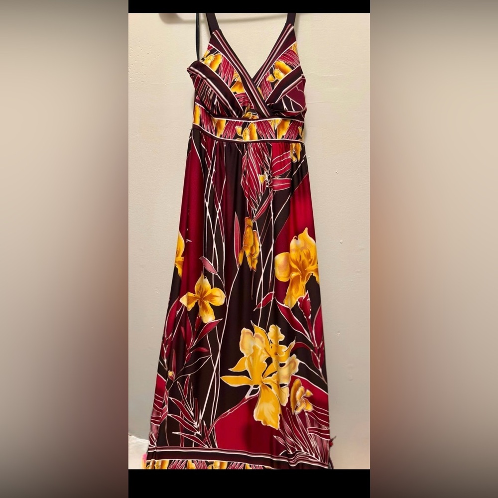 Olivia Matthews Red and Yellow Floral Maxi Skirt